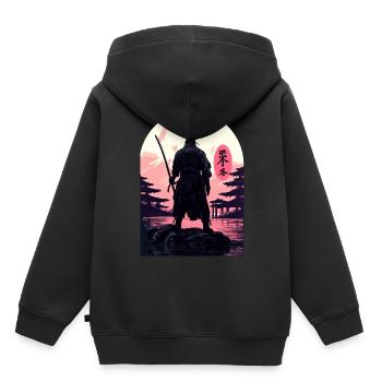 Bushido Code Anime Samurai Japanese Landscape Kanj - Kinder Premium Organic Hoodie - Schwarz - Hinten - AI Model Kid Male (0cm)