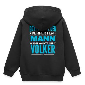 Volker Name Design - Kinder Premium Organic Hoodie - Schwarz - Hinten - AI Model Kid Male (0cm)