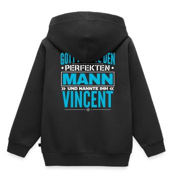 Vincent Name Design - Kinder Premium Organic Hoodie - Schwarz - Hinten - AI Model Kid Male (0cm)