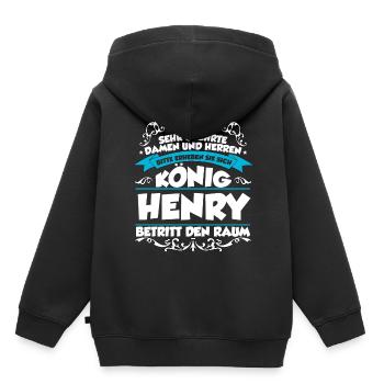 Henry Name Design - Kinder Premium Organic Hoodie - Schwarz - Hinten - AI Model Kid Male (0cm)