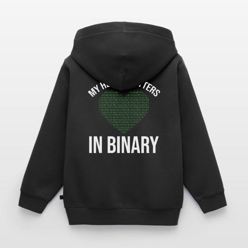 My Heart Flutters In Binary Programmer Computer Kinder Premium Organic Hoodie