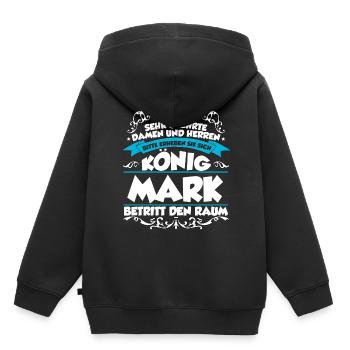 Mark Name Design - Kinder Premium Organic Hoodie - Schwarz - Hinten - AI Model Kid Male (0cm)