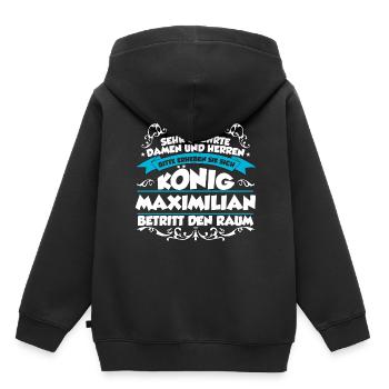 Maximilian Name Design - Kinder Premium Organic Hoodie - Schwarz - Hinten - AI Model Kid Male (0cm)