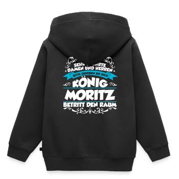 Moritz Name Design - Kinder Premium Organic Hoodie - Schwarz - Hinten - AI Model Kid Male (0cm)