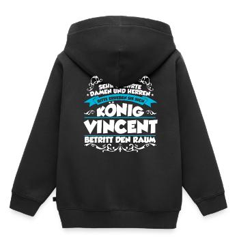 Vincent Name Design - Kinder Premium Organic Hoodie - Schwarz - Hinten - AI Model Kid Male (0cm)
