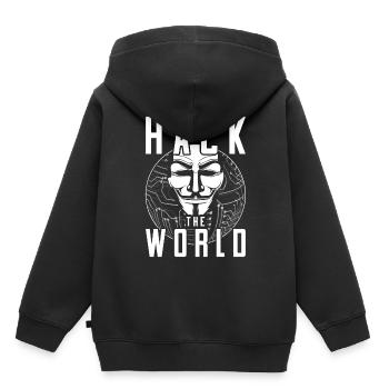 Ethical Hacker Hack The World - Kinder Premium Organic Hoodie - Schwarz - Hinten - AI Model Kid Male (0cm)