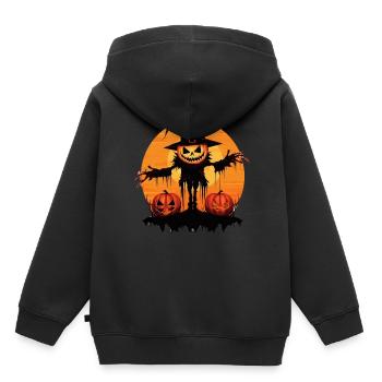 Halloween Scarecrow Full Moon Pumpkin Creepy - Kinder Premium Organic Hoodie - Schwarz - Hinten - AI Model Kid Male (0cm)