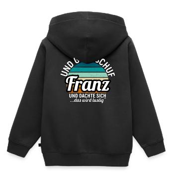 Franz - Kinder Premium Organic Hoodie - Schwarz - Hinten - AI Model Kid Male (0cm)