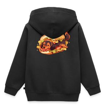 Cute Dachshund Hotdog Sandwich Cute Food Animal Do - Kinder Premium Organic Hoodie - Schwarz - Hinten - AI Model Kid Male (0cm)