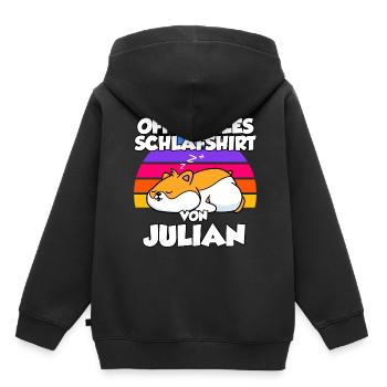 Offizielles Schlafshirt Von Julian - Kinder Premium Organic Hoodie - Schwarz - Hinten - AI Model Kid Male (0cm)