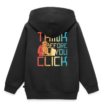 Ethischer Hacker Think Before You Click - Kinder Premium Organic Hoodie - Schwarz - Hinten - AI Model Kid Male (0cm)