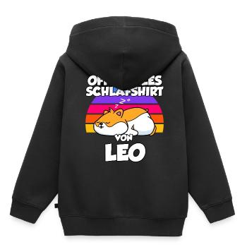 Offizielles Schlafshirt Von Leo - Kinder Premium Organic Hoodie - Schwarz - Hinten - AI Model Kid Male (0cm)
