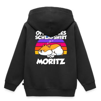 Offizielles Schlafshirt Von Moritz - Kinder Premium Organic Hoodie - Schwarz - Hinten - AI Model Kid Male (0cm)