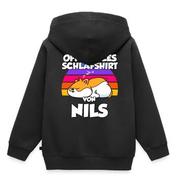 Offizielles Schlafshirt Von Nils - Kinder Premium Organic Hoodie - Schwarz - Hinten - AI Model Kid Male (0cm)