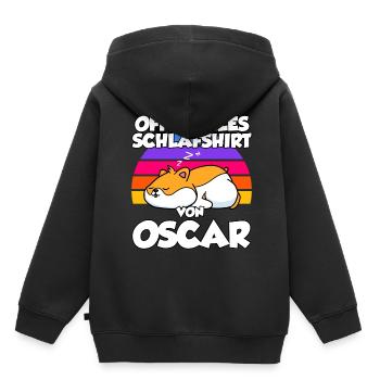 Offizielles Schlafshirt Von Oscar - Kinder Premium Organic Hoodie - Schwarz - Hinten - AI Model Kid Male (0cm)