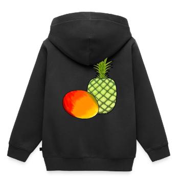 Mango Obst Früchte Ananas Vegetarisch Speise - Kinder Premium Organic Hoodie - Schwarz - Hinten - AI Model Kid Male (0cm)
