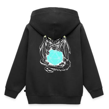 dragon, créature, créature mythique, conte de fées, personnage de conte de fées - Sweat Premium à capuche enfant bio - noir - Dos - AI Model Kid Male (0cm)