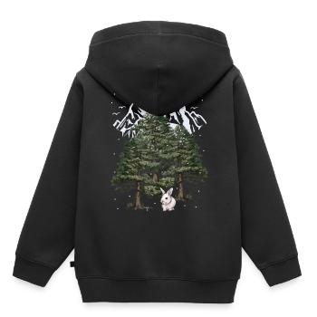 Alpen Hase Winter Schneefall Weihnachten Kaninchen - Kinder Premium Organic Hoodie - Schwarz - Hinten - AI Model Kid Male (0cm)