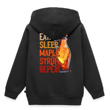 Sirop d’érable Sève d’érable Eat Sleep Sirop d’érable Répéter - Sweat Premium à capuche enfant bio - noir - Dos - AI Model Kid Male (0cm)