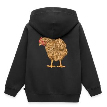 Poulet Volaille Volaille Ferme Oeufs d’oiseaux Bio - Sweat Premium à capuche enfant bio - noir - Dos - AI Model Kid Male (0cm)