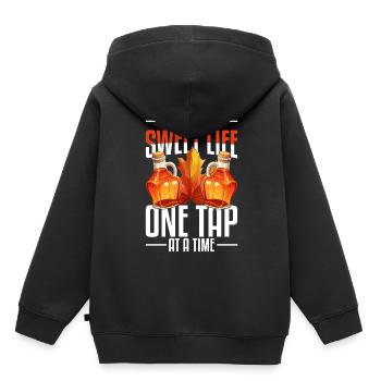 Sirop d’érable Sève d’érable Un robinet à la fois - Sweat Premium à capuche enfant bio - noir - Dos - AI Model Kid Male (0cm)