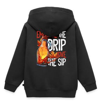 Sirop d’érable Sève d’érable Étreindre l’amour la gorgée - Sweat Premium à capuche enfant bio - noir - Dos - AI Model Kid Male (0cm)