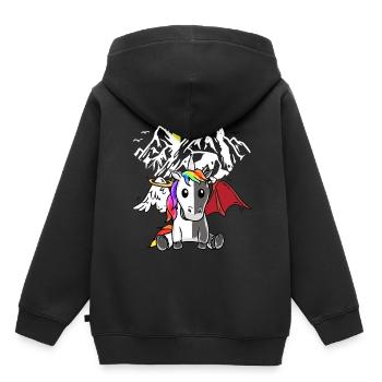 Einhorn Dämon Engel Teufel Satanisch Fabeltier - Kinder Premium Organic Hoodie - Schwarz - Hinten - AI Model Kid Male (0cm)