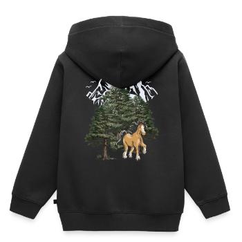 Montagnes, Montagnes, Cheval, Forêt-Noire, Tyrol, Alpes - Sweat Premium à capuche enfant bio - noir - Dos - AI Model Kid Male (0cm)
