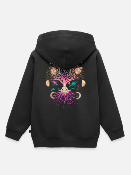 Mond Baum Meditation meditieren Universum Fantasy - Kinder Premium Organic Hoodie - Schwarz