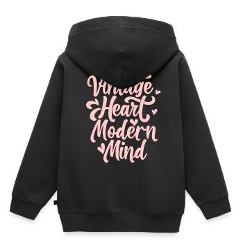 Vintage Heart Modern Mind Kawaii Groovy Retro Aest - Kinder Premium Organic Hoodie - Schwarz - Hinten - AI Model Kid Male (0cm)