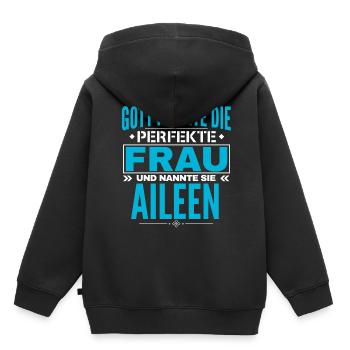 Aileen Name Design - Kinder Premium Organic Hoodie - Schwarz - Hinten - AI Model Kid Male (0cm)