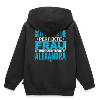 Alexandra Name Design - Kids Premium Organic Hoodie - black - Back - AI Model Kid Male (0cm)