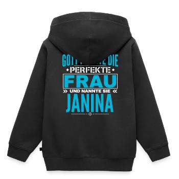 Janina Name Design - Kids Premium Organic Hoodie - black - Back - AI Model Kid Male (0cm)