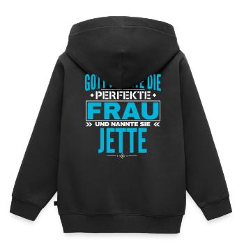 Conception du nom de Jette - Sweat Premium à capuche enfant bio - noir - Dos - AI Model Kid Male (0cm)