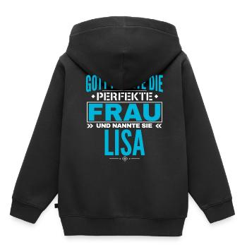 Lisa Name Design - Kinder Premium Organic Hoodie - Schwarz - Hinten - AI Model Kid Male (0cm)