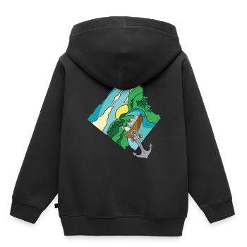 Oma Huhn Boot Bach runter Fantasy Geflügel Ausflug - Kinder Premium Organic Hoodie - Schwarz - Hinten - AI Model Kid Male (0cm)