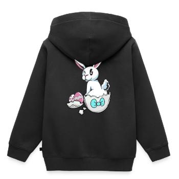 Pâques lapin coquille d’oeuf oeufs oeufs de Pâques oeufs d’enfant oeuf - Sweat Premium à capuche enfant bio - noir - Dos - AI Model Kid Male (0cm)