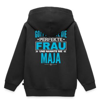Maja Name Design - Kinder Premium Organic Hoodie - Schwarz - Hinten - AI Model Kid Male (0cm)