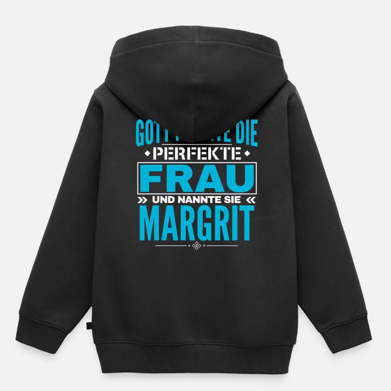 Conception du nom Margrit - Sweat Premium à capuche enfant bio - noir