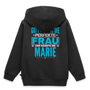 Marie Name Design - Kids Premium Organic Hoodie - black - Back - AI Model Kid Male (0cm)