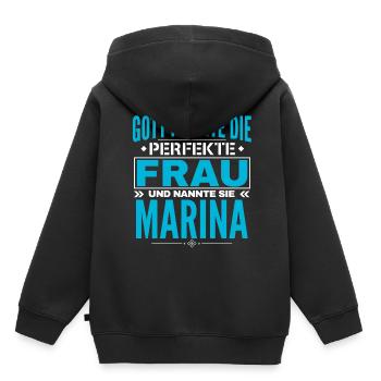 Marina Name Design - Kinder Premium Organic Hoodie - Schwarz - Hinten - AI Model Kid Male (0cm)
