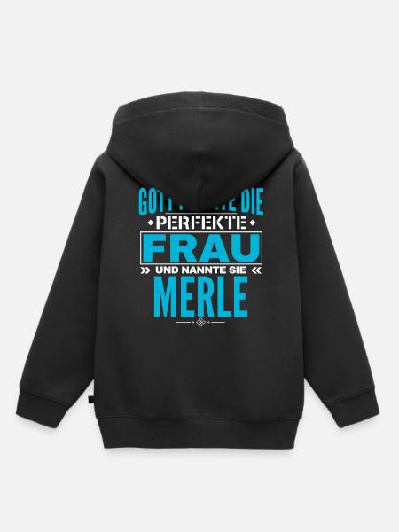 Merle Name Design - Kinder Premium Organic Hoodie - Schwarz