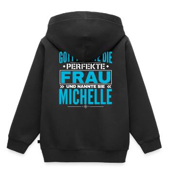 Michelle Name Design - Kids Premium Organic Hoodie - black - Back - AI Model Kid Male (0cm)