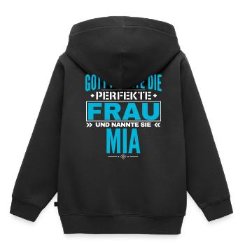 Conception du nom de Mia - Sweat Premium à capuche enfant bio - noir - Dos - AI Model Kid Male (0cm)