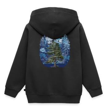 Baum Wald Natur Wildnis Laubbaum Tanne Kiefern - Kinder Premium Organic Hoodie - Schwarz - Hinten - AI Model Kid Male (0cm)
