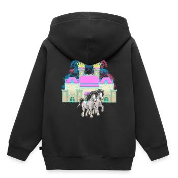 Schloss Märchen Pferd Könighaus König Mittelalter - Kinder Premium Organic Hoodie - Schwarz - Hinten - AI Model Kid Male (0cm)