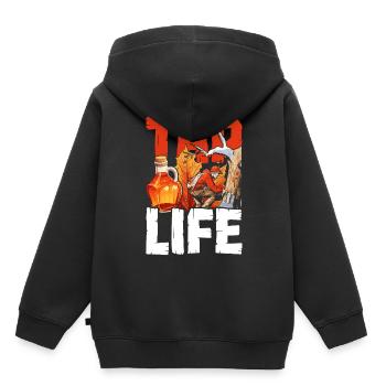 Sirop d’érable érable érable sève robinet vie - Sweat Premium à capuche enfant bio - noir - Dos - AI Model Kid Male (0cm)