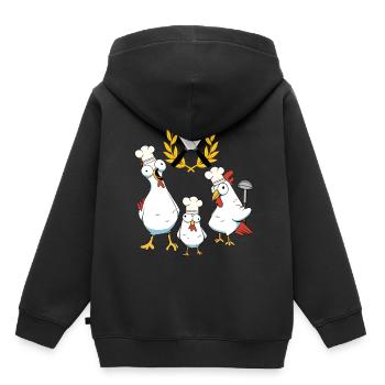 Hobbyköche Hühner Federvieh Koch Restaurant Lokal - Kinder Premium Organic Hoodie - Schwarz - Hinten - AI Model Kid Male (0cm)