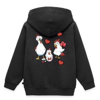 Grossesse, Naissance, Famille, Poulet, Coquille D’oeuf, Oeuf - Sweat Premium à capuche enfant bio - noir - Dos - AI Model Kid Male (0cm)