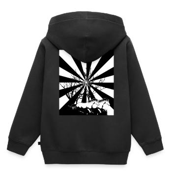 Fantasy Chevaux Sauvages Cheval Chevaux Poney - Sweat Premium à capuche enfant bio - noir - Dos - AI Model Kid Male (0cm)